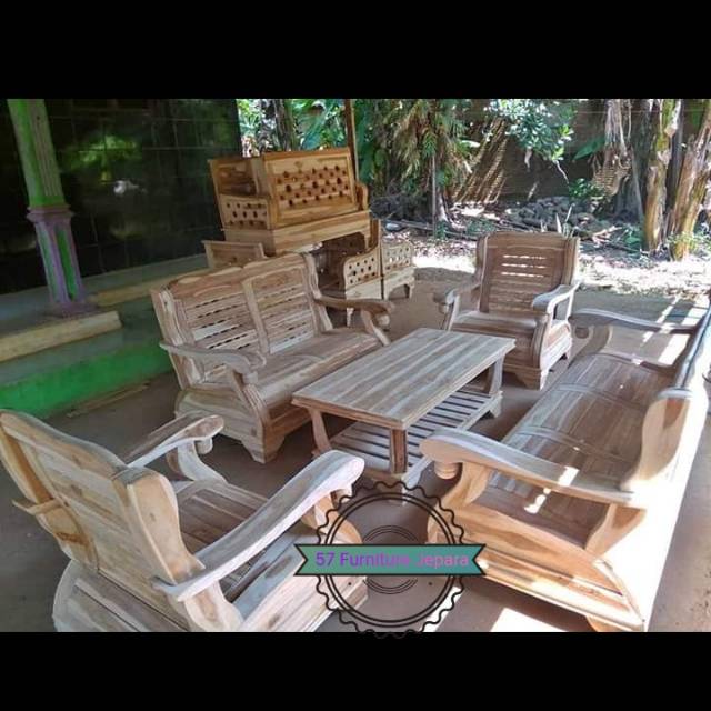 Meja kursi tamu Gajah/ Semut kayu jati untuk ruangan besar mentahan