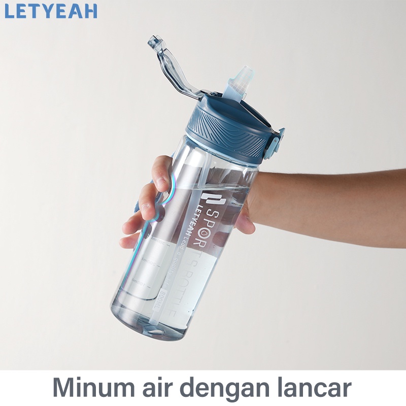 letyeah 800ml Botol minum olahraga sport /Botol air olahraga Portable dengan sedotan /bpa free