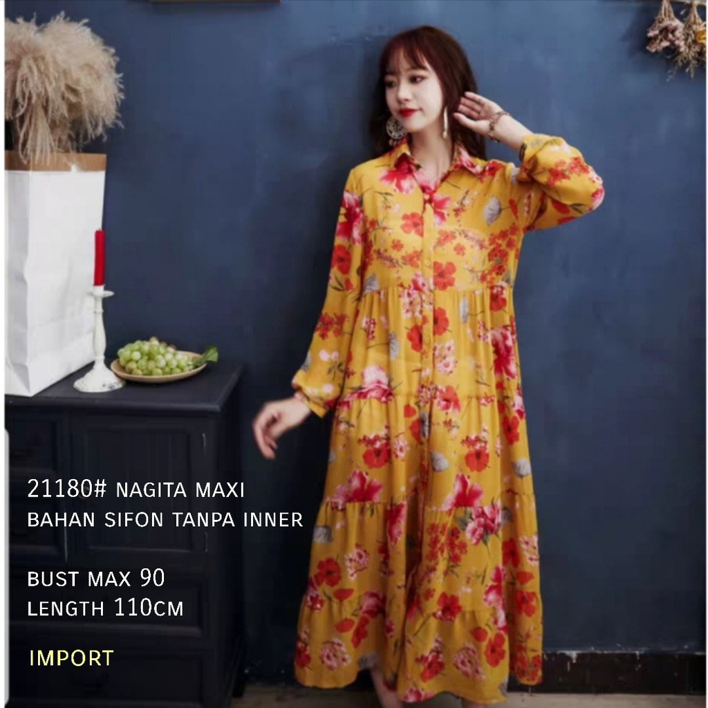 TM 21180/21190  NAGITA Dress Maxi/OUTER (2in 1) import(tanpa furing)-4