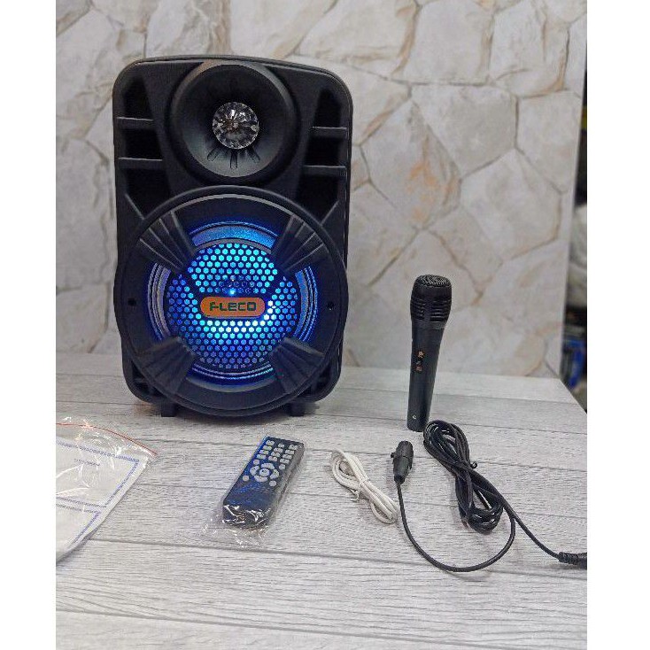 Speaker Bluetooth Karaoke Fleco F-804N 8'5 Inch (Bonus Mic+Remote)