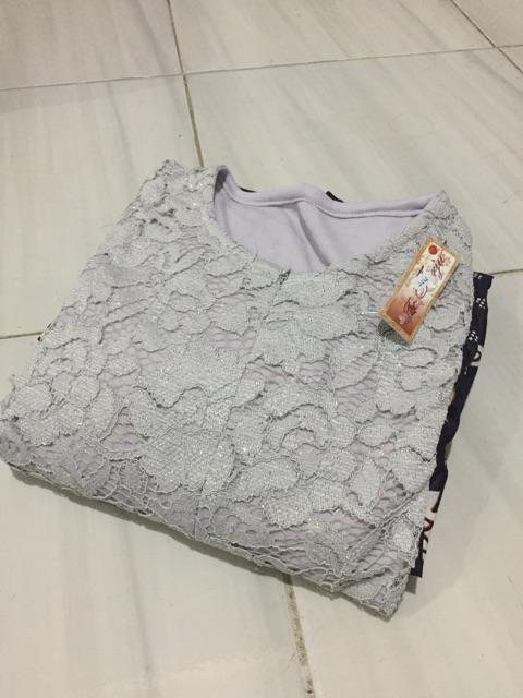 Batik Couple Gamis Brokat Lengan Panjang Coupel Antasena