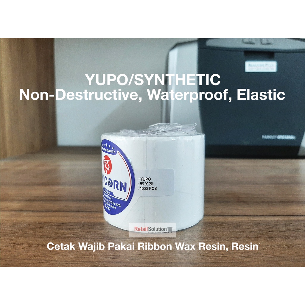 Stiker Label Barcode YUPO Synthetic 50x20 mm / 50x20mm / 50 x 20 mm