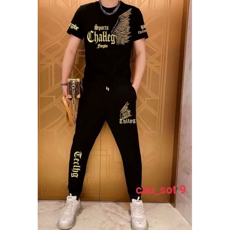 D_C Stelan 1Set Pakain Pria Sweater Hoodie Panjang+Jogger Panjang Cau_Sot