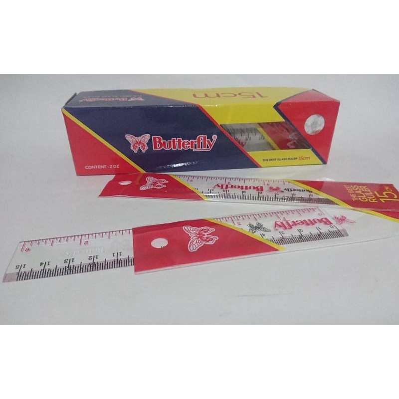

Penggaris 15 cm Butterfly Plastik Bening Transparan