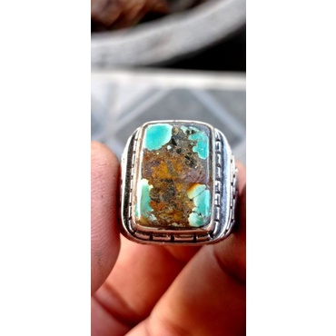 Natural cincin batu pirus persia motif tapak jalak jaminan asli