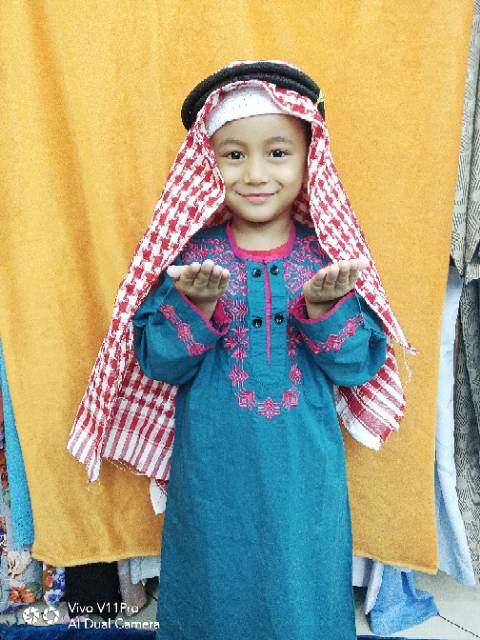 Sorban anak plus igal sorban arafat merah putih /sorban instan anak plus igal pengikat sorban