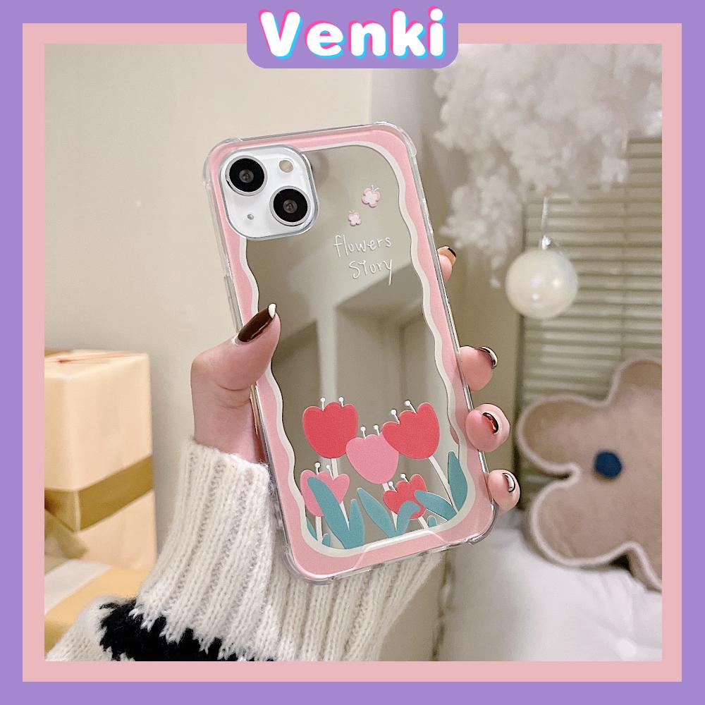 iPhone Case Mirror Acrylic Hard Case Silicone Airbag Shockproof Pink Frame Flower Simple and Cute Style For iPhone 13 Pro Max iPhone 12 Pro Max iPhone 11 Pro Max iPhone 7 Plus iPhone XR XS MAX Max pro 13 Plus Plus/8 7 11 12 XS Pro 7/8/S XR X/XS