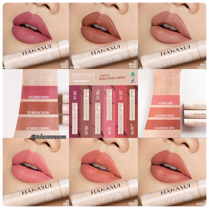 Lipcream Hanasui Boba Series Lipcream Nude Matte | Hanasui Mattedorable Lip Cream Series BOBA EDITIO