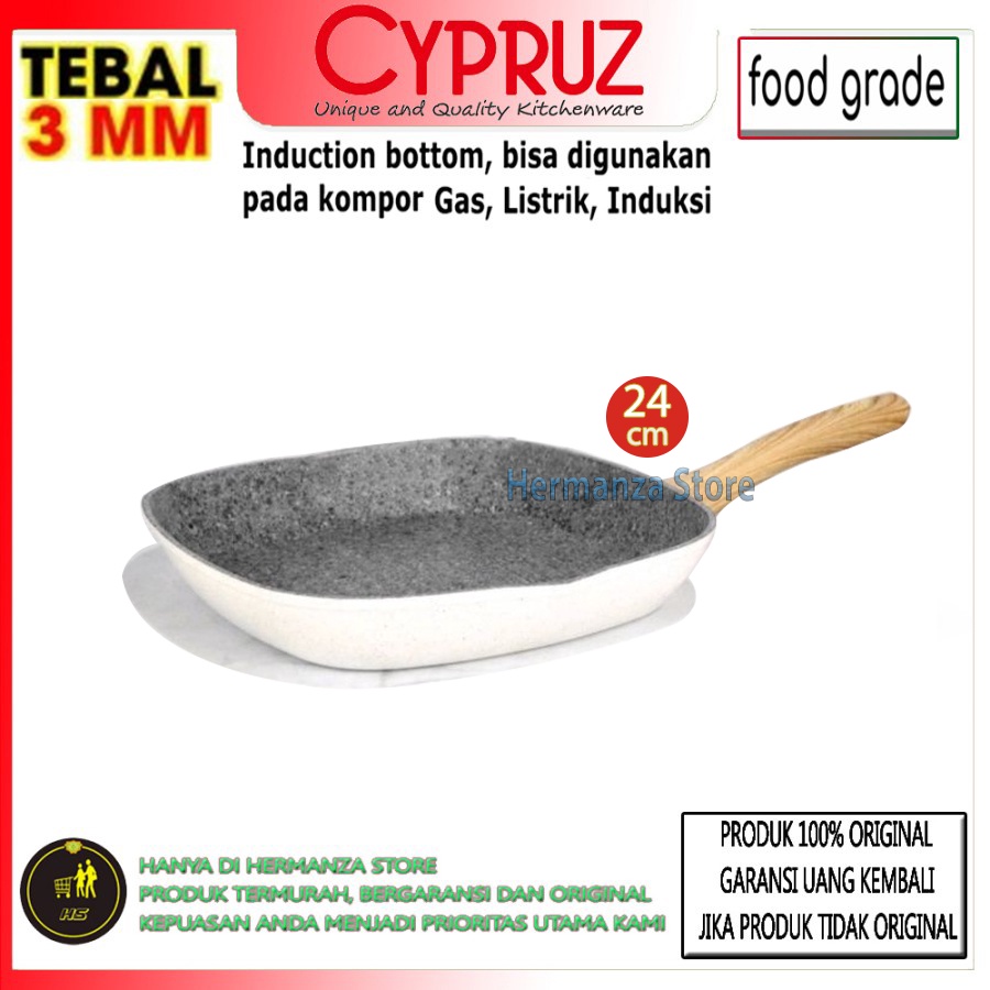 Jual Cypruz Grilled Pan BBQ Grill White Granite FP 0716 Original