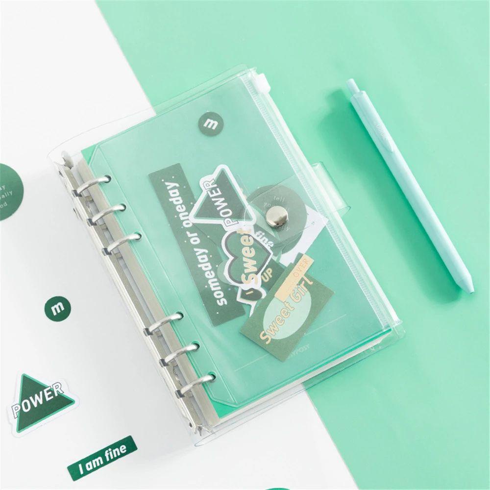 [Elegan] Loose-leaf Notebook File Folder Kawaii Alat Tulis Sekolah Transparan Binder Book Handbook A6 Notebook