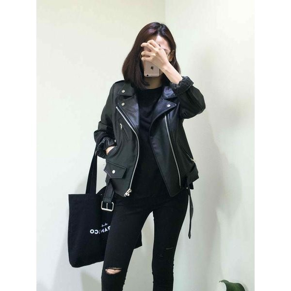 Jaket Kulit Wanita Ramones Changcuters Korea Blazer Style