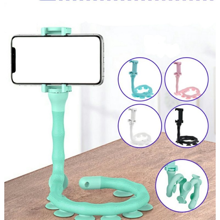 Lazypod Handphone Worm Flexible Pohone Stand Holder Cacing Kop Perekat