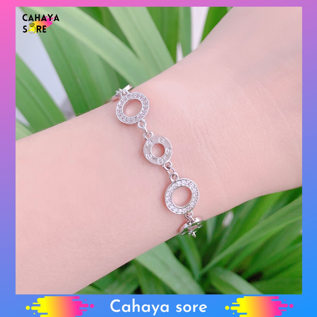 Gelang Xuping Silver Gelang Tangan Dewasa Rantai Permata Bulat G84