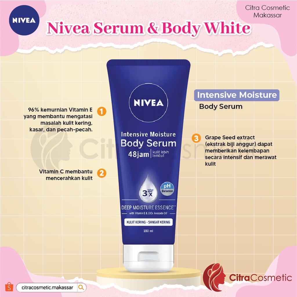 Nivea Body Serum Extra White | Night | Repair Care Protect | Radiant | Glow | Hijab 180ml