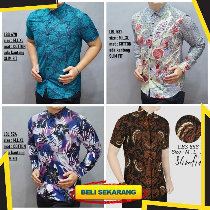 BATIK PRIA SLIM FIT MODERN ELEGAN KEMEJA BATIK PRIA SLIMFIT KATUN PREMIUM MODEL 7 KEMEJA FORMAL COD