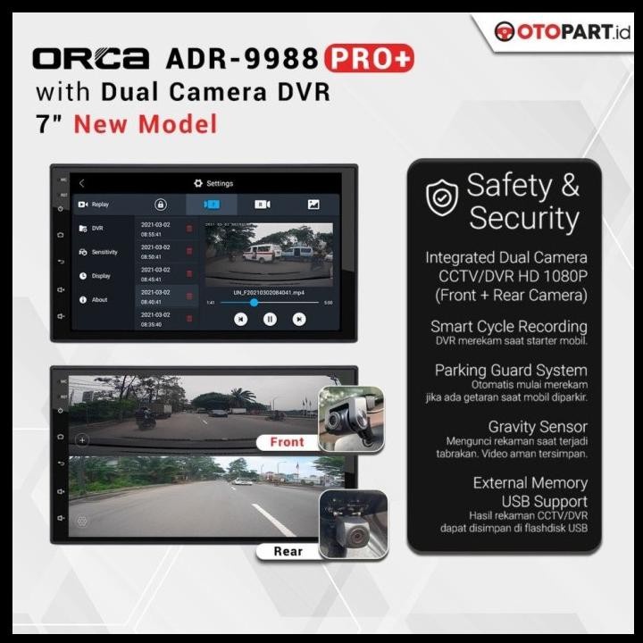 Head Unit Android Auto Carplay 7 Inch Orca Adr-9988 Pro+ Plus