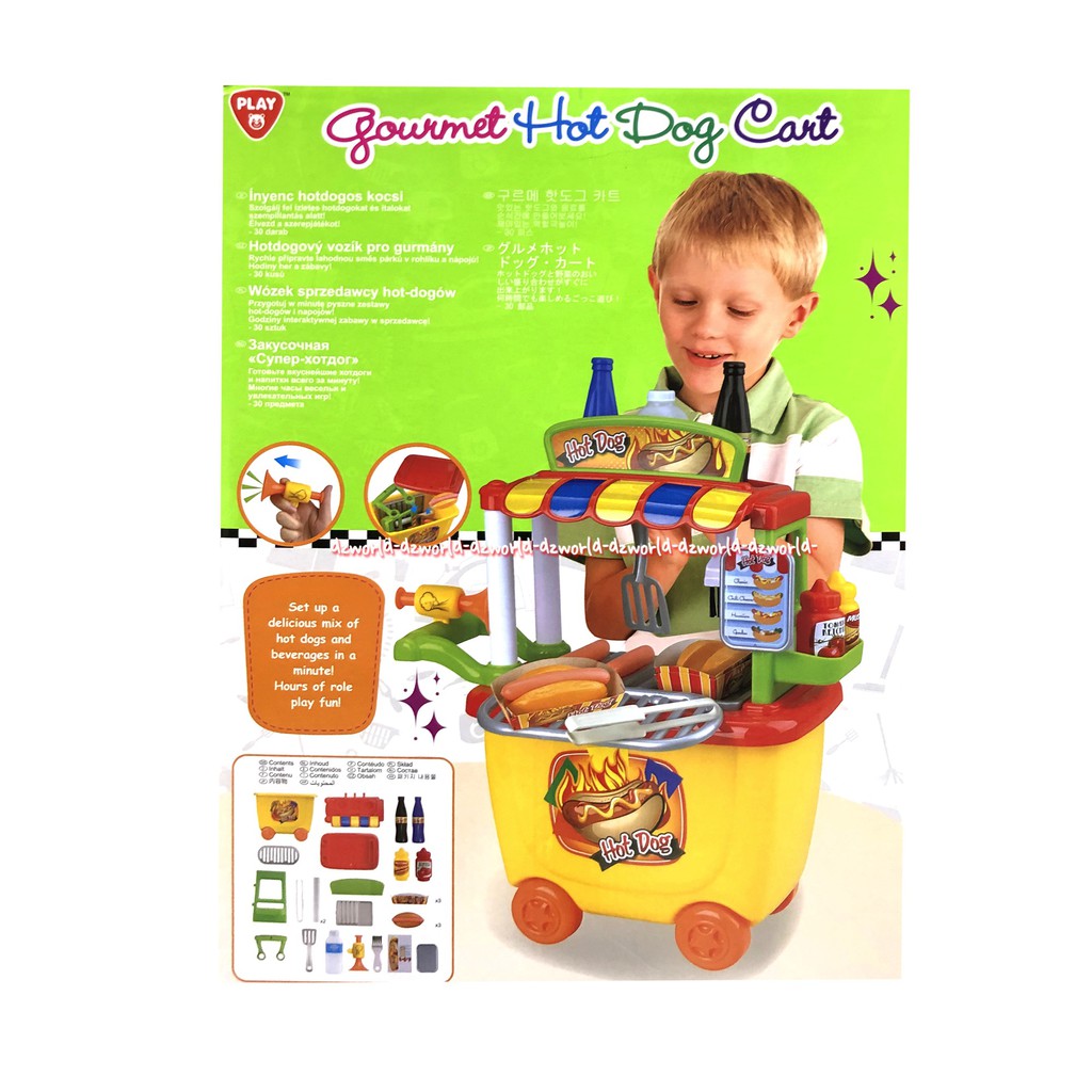 Play Go Gourment Hot Dog Cart Mainan Anak Gerobak Hot Dog 30pcs Playgo