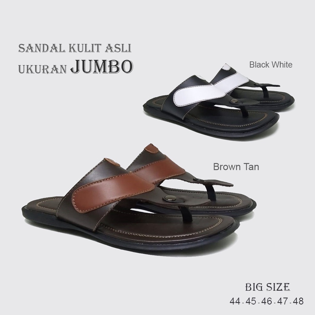 Sandal Kulit Asli Ukuran Jumbo Big Size 44 45 46 47 48 | Sandal Pria Ukuran Kaki Besar dan Lebar - Mzio J15 Series