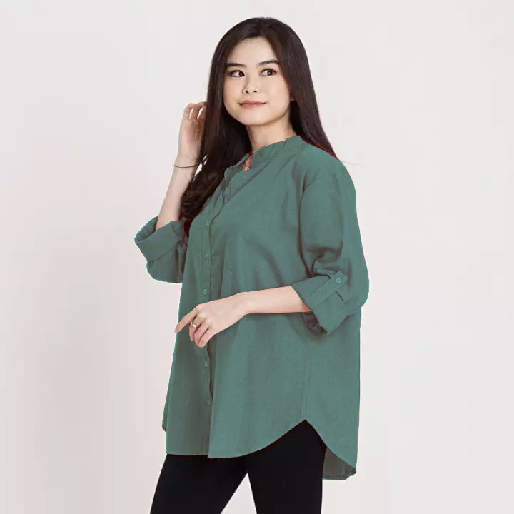 Yohen Kemeja Wanita Jumbo Lengan Panjang / Atasan Wanita / Big Size  / Lasxya-4