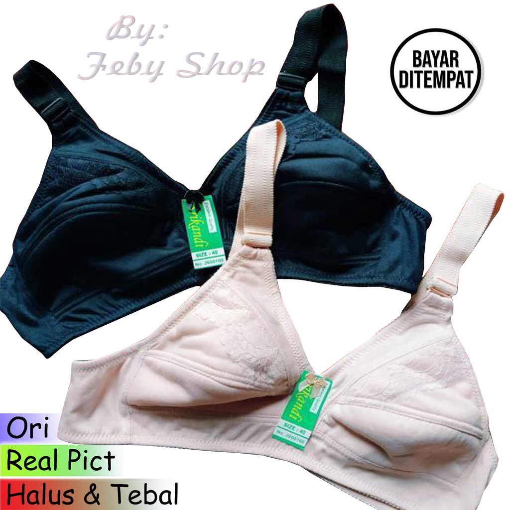 Sport Bra Hitam Cup Besar Plum Srikandi BH Hitam Wanita Tanpa Busa kawat Cup B uk 36 38 40