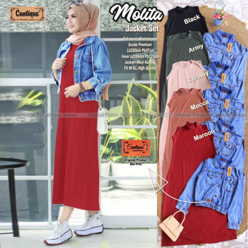 MOLITA JACKET SET BY CANTIQUE ONESET INNER BAHAN SCUBA PREMIUM LD -/+104 LONG DRESS POLOS MODEL MAYU