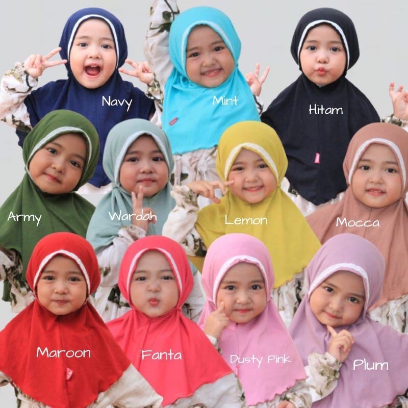 Bergo Daily Qiana by Haura / Bergo Renda Anak / Jilbab Renda Anak / Jilbab Anak