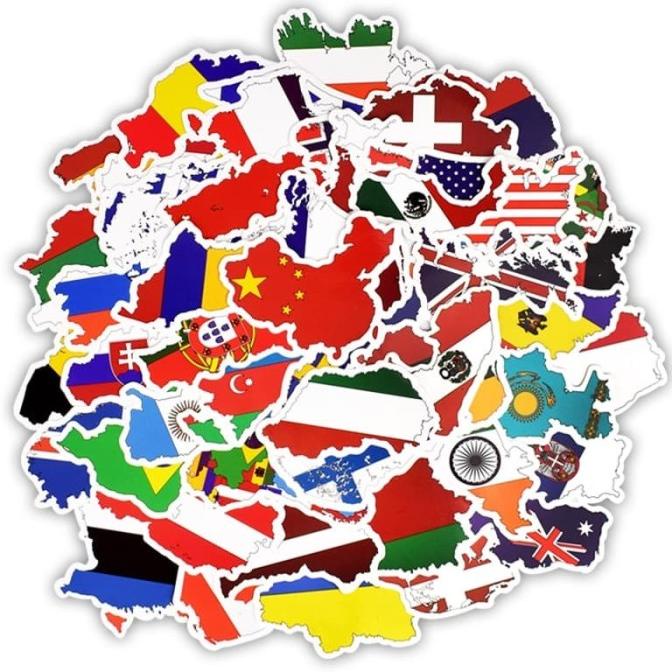 

(BISA COD) S12 STICKER 50 PCS BENDERA NEGARA DESIGN PROMO SPECIAL Kode 1172