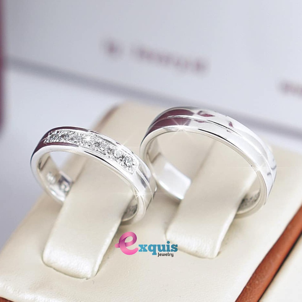 Cincin Kawin Tunangan Couple Emas Putih ( Wanita ) dan Platinum ( Pria - 071
