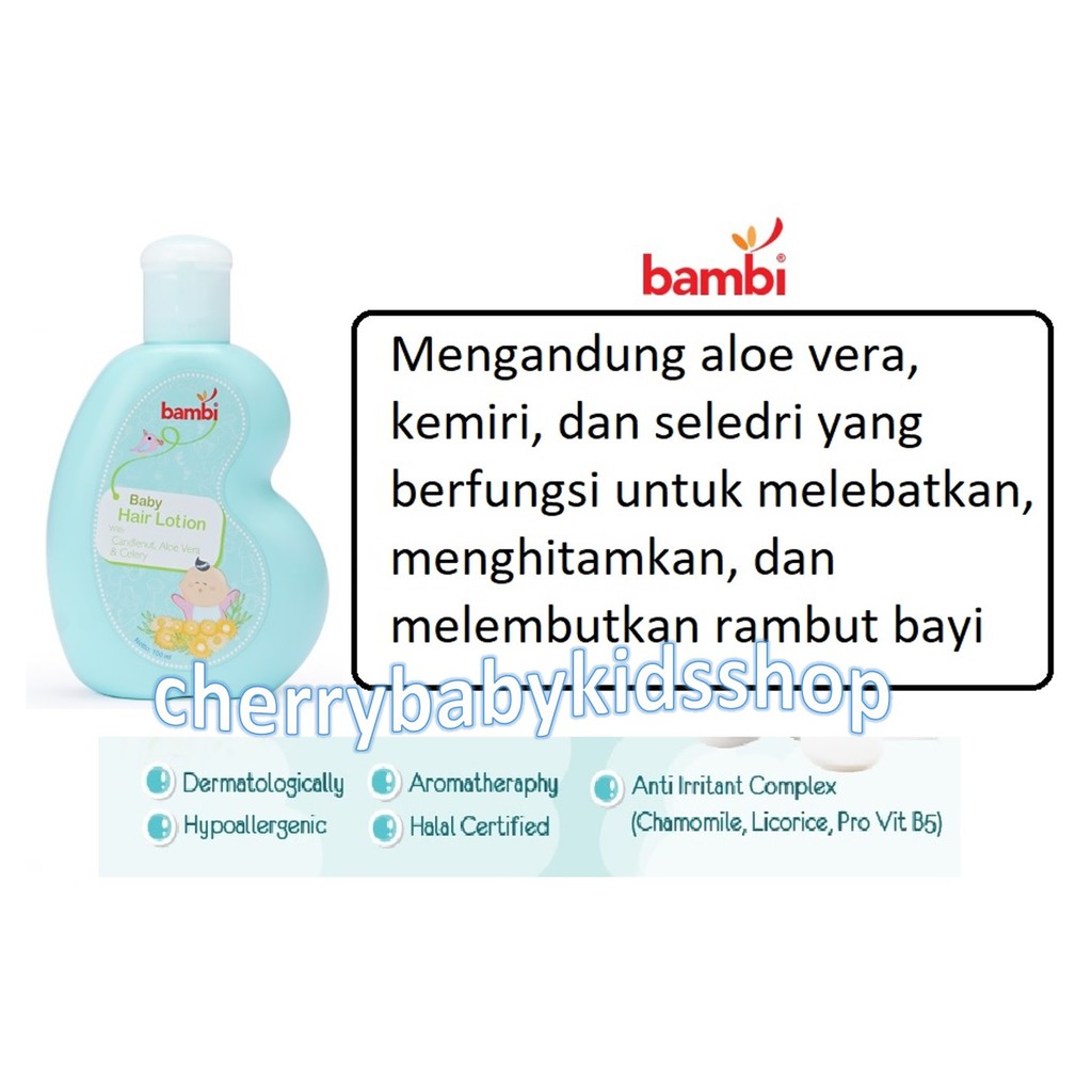 Bambi Baby Hair Lotion Bisa Melebatkan Rambut With Candlenut, Aloevera &amp; Celery 100ml