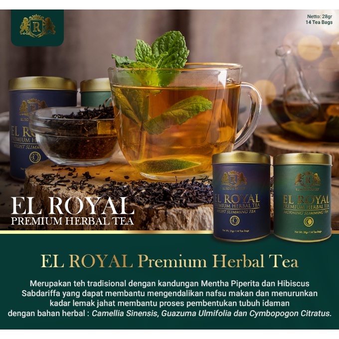 2 PAKET El royal Premium Tea /Teh Pelangsing siang &amp; malam - ElRoyal DETOX TEA &amp; SLIMMING TEA / TEH DIET REMPAH TEH DIET PELANGSING DETOX PELUNTUR LEMAK BADAN HERBAL ALAMI /SLIMMING TEA JAMU OBAT DIET AMPUH LANGSING ALAMI !!! Teh Celup Daun Jati Cina He