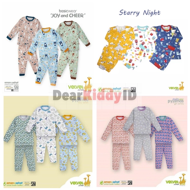 (ECER) Velvet 2y 3y 4y 5y 6y 7y 8y 9y 10y Setelan Baju Tidur Panjang Piama / Piyama Anak