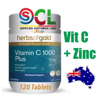 Herbs of Gold Vitamin C Plus 120 Tablets 1000 mg LOW ACID