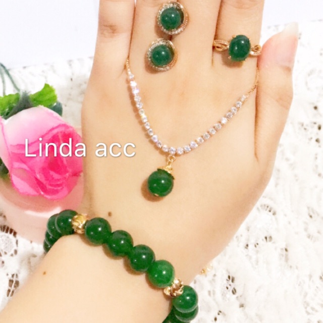 560 set zirkon batu giok asli xuping 18 k 88