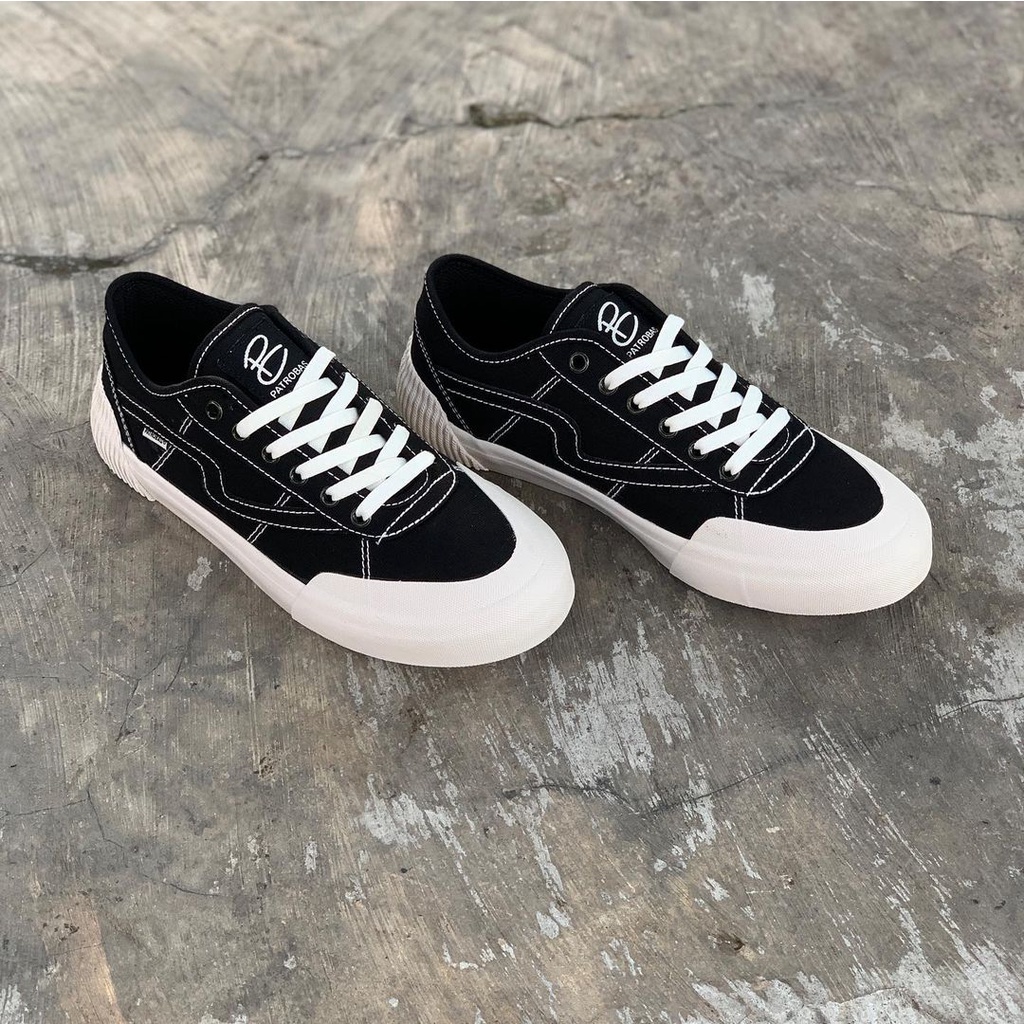 PATROBAS EQUIP LOW BLACK WHITE & CHARCOAL (ABU) - Sepatu Sneakers Canvas Pria/Wanita Patrobas Original-4