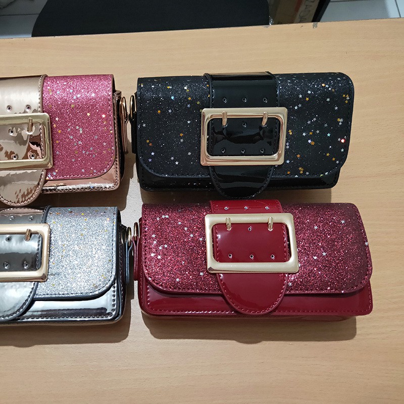 tas wanita selempang kulit pu sling bag cewek 2 tali ratai impor murah