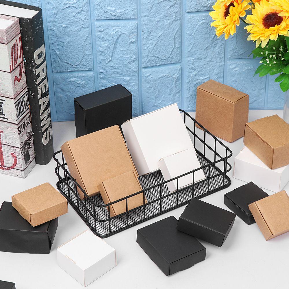 TOP 10pcs 9sizes Kraft Paper Box Small Jewelry Handmade Candy Storage
