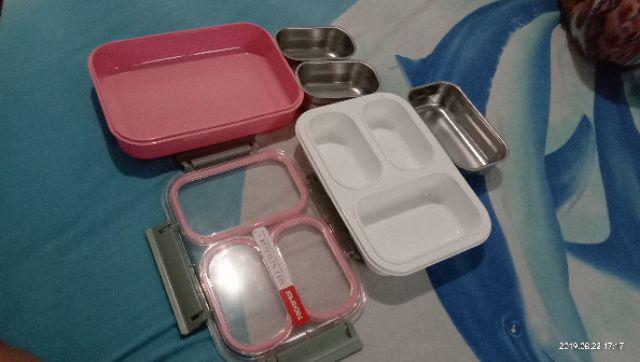 Tempat Makan Stainless Anti Tumpah Tedemei 6540 Pink Green Blue.