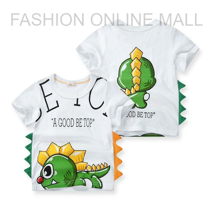 Baju Karakter 3D Anak Laki-Laki Import Baby Dino Putih Hijau Lengan Pendek / Baju Import Anak / Baju