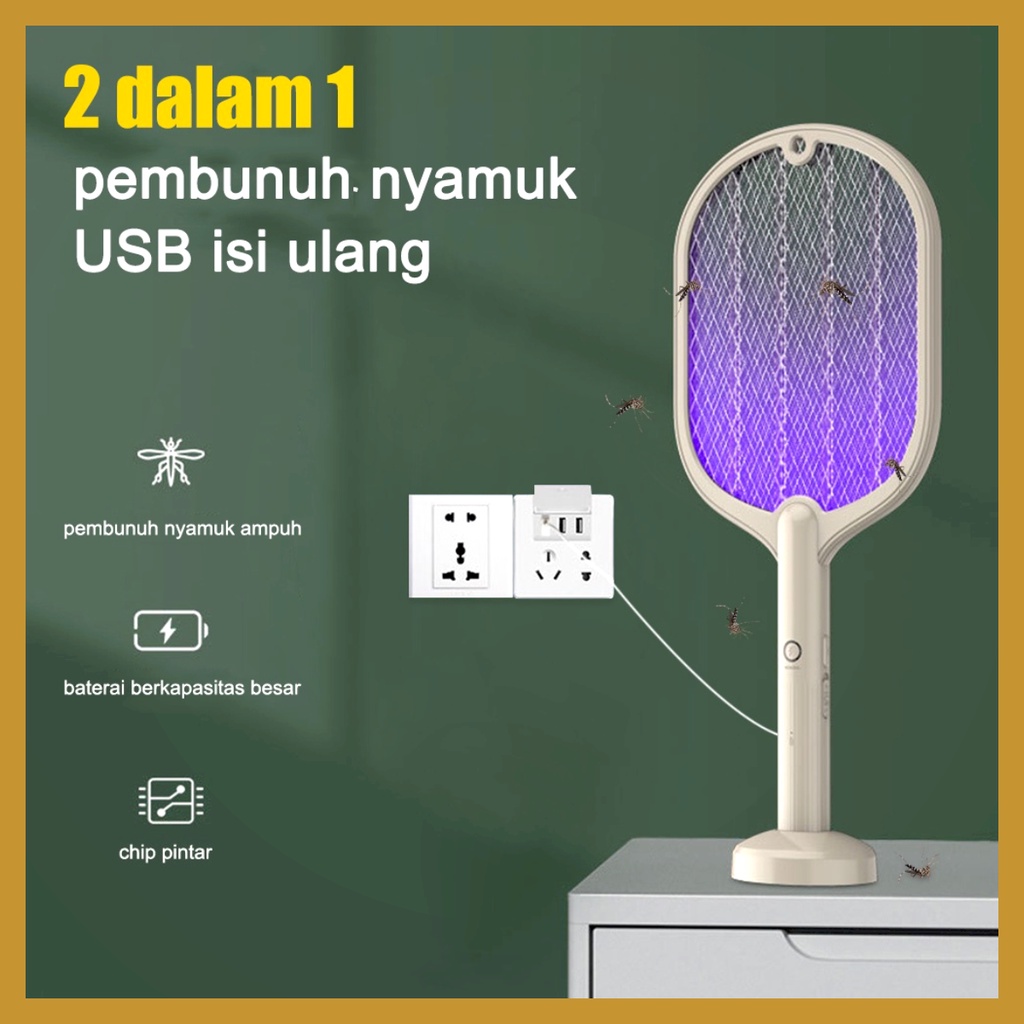 Raket Nyamuk Listrik 2in1 Multifungsi Pembunuh Nyamuk Elektrik Mosquito Killer Bisa Digantung GOSHOP88