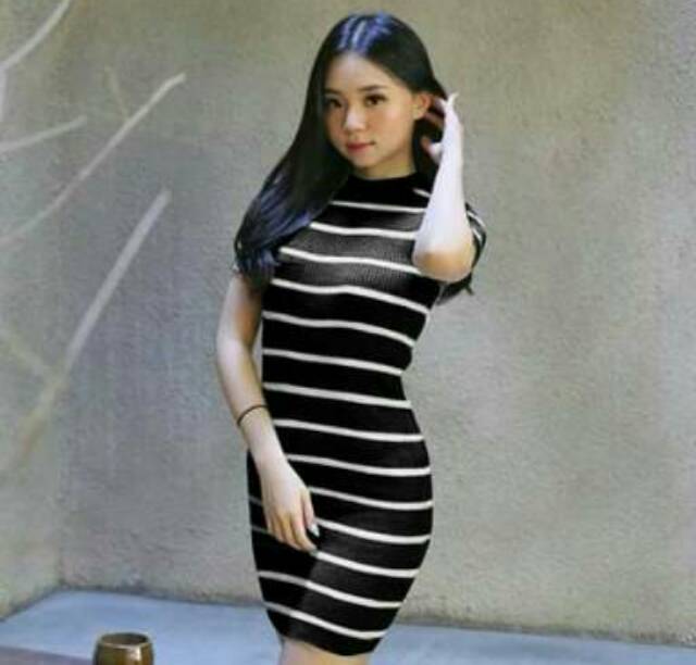 DRES RAJUT WANITA CASUAL / RAJUT DRESS PRES BODY/ STRIPE  NATHANIA DRES PREMIUM/DRESS FRESH  BODY