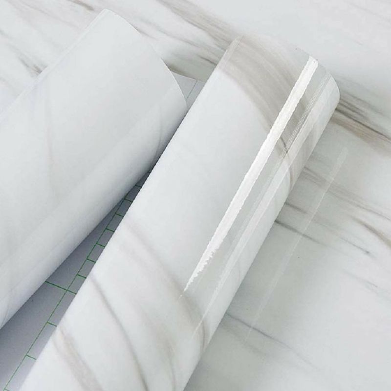 stiker motif marmer putih/wallpaper/stiker meja/stiker dinding/stiker lantai motif mamer warna putih