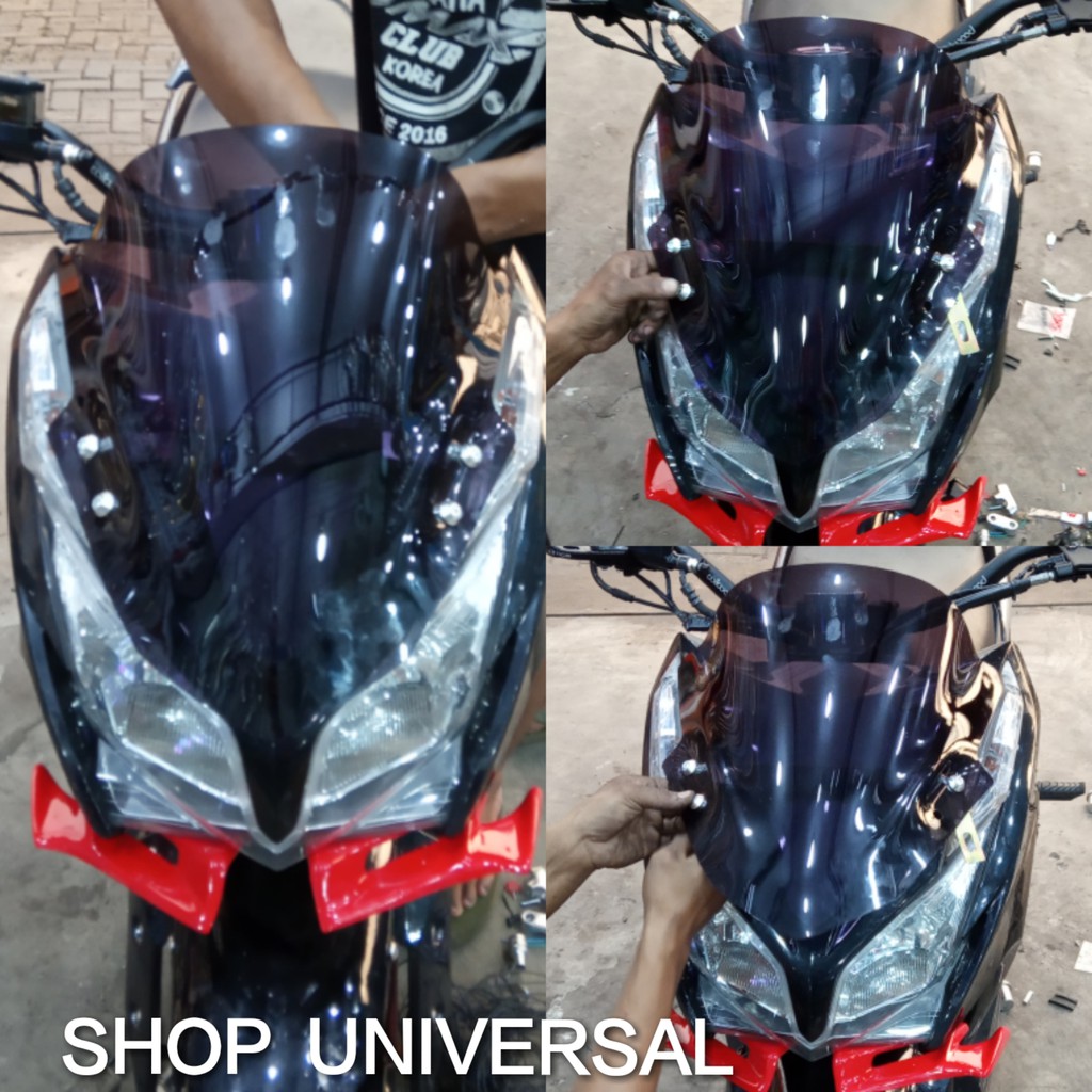 Windshield Visor Vario 150 Led Breket Model Ninja 300 Smoke