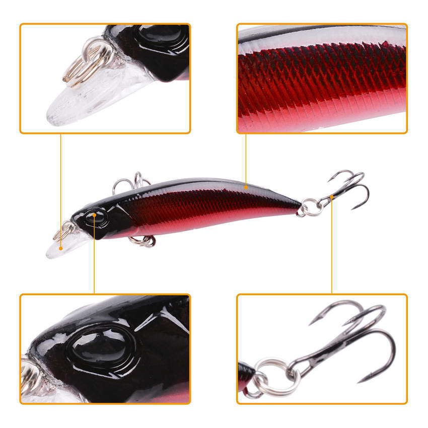 1Pcs 6.8cm/4g Fishing Lure 3D Eyes Lifelike Skin Slow Sinking Minnow Bass Swimbait Freshwater Saltwater Fishing Bait