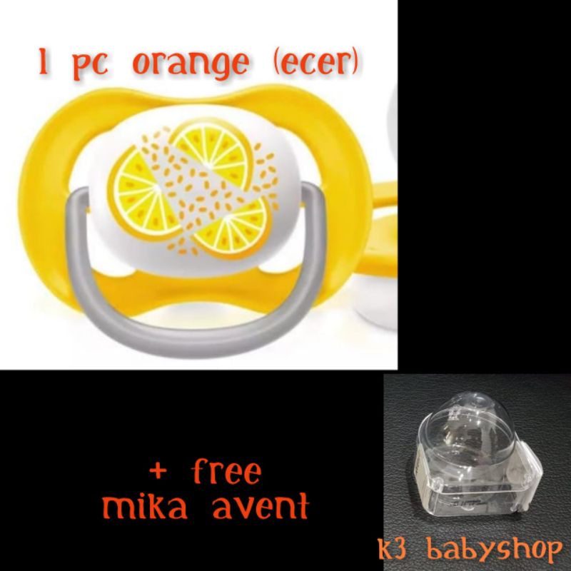 Empeng Avent Night Time Soother 6 - 18m Star Pacifier Dot bayi-1 pc ORANGE ecer
