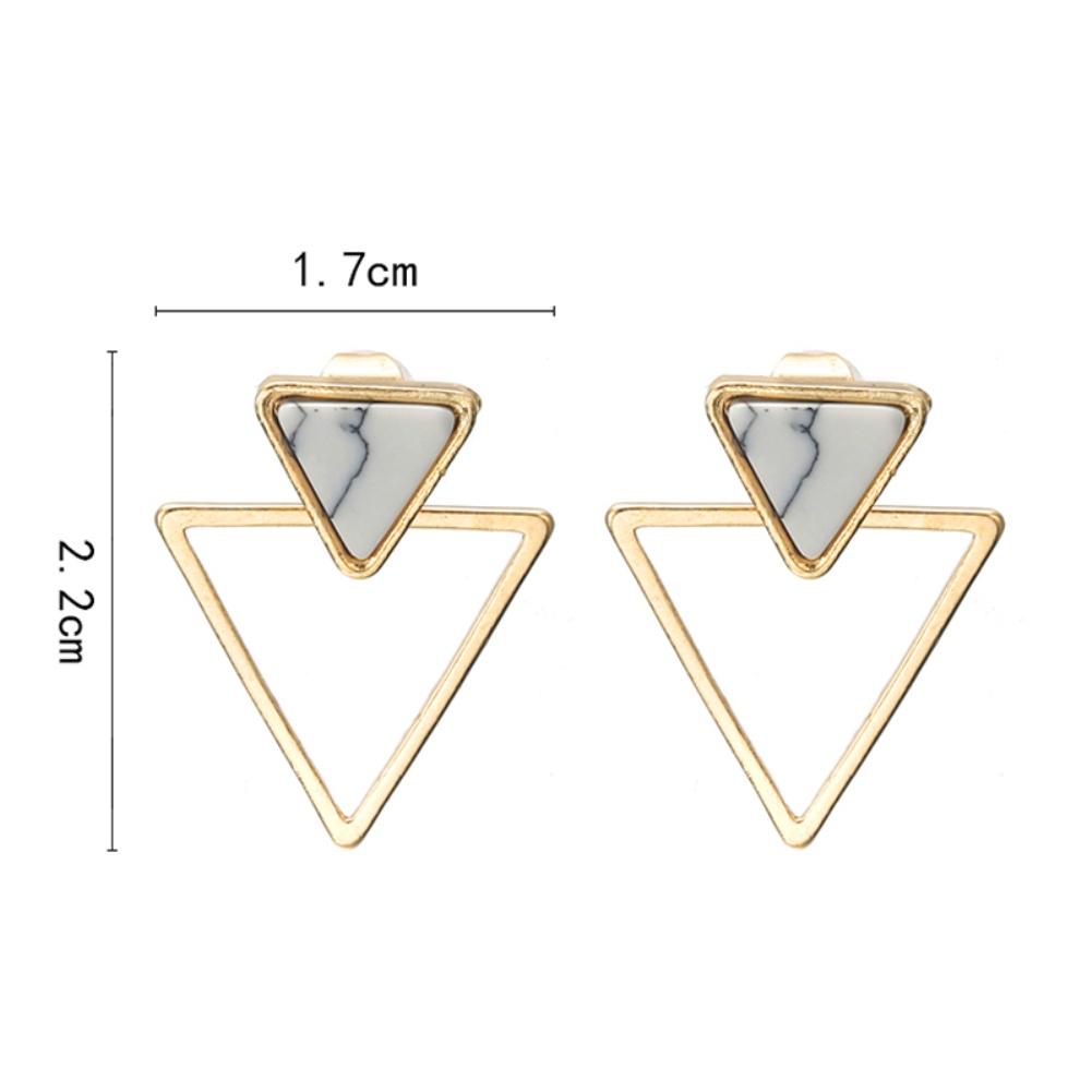 Hu Hu Hu Hu Hu Alat Bantu Pasang Kacamata♡ Anting Tusuk Gantung Desain Segitiga Ganda Hollow Gaya Simple Untuk Wanita