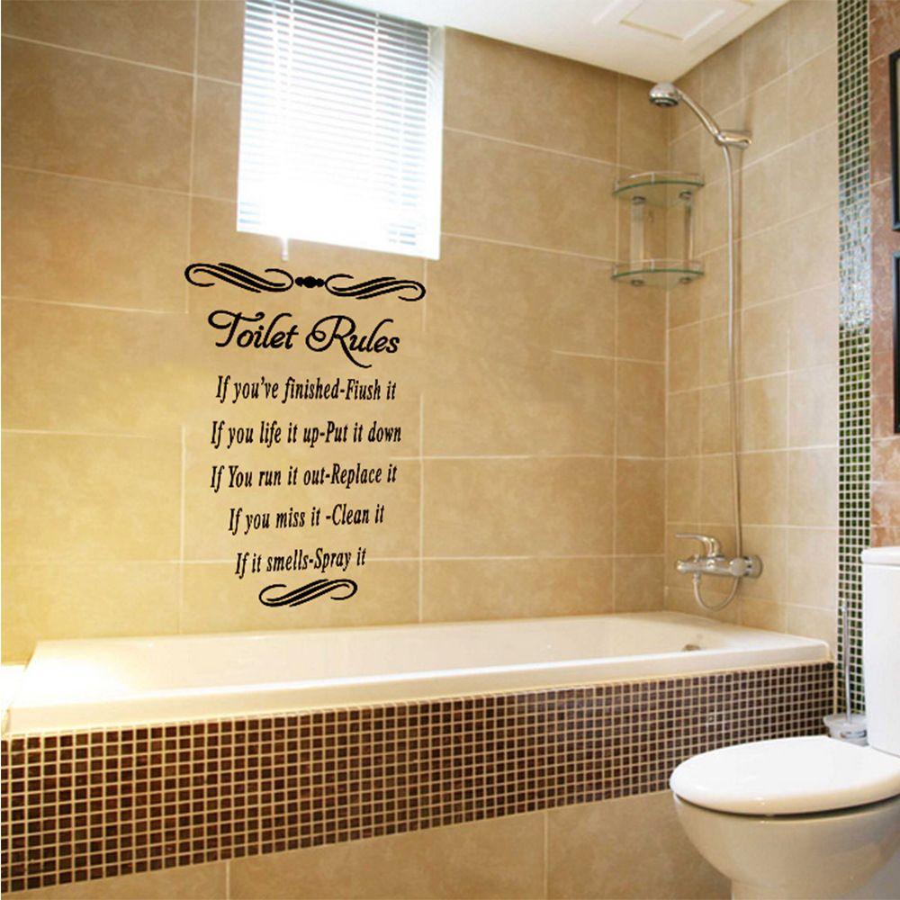 Populer Stiker Dinding Removable Kamar Mandi Washroom Dekorasi Rumah Segi Empat Decals