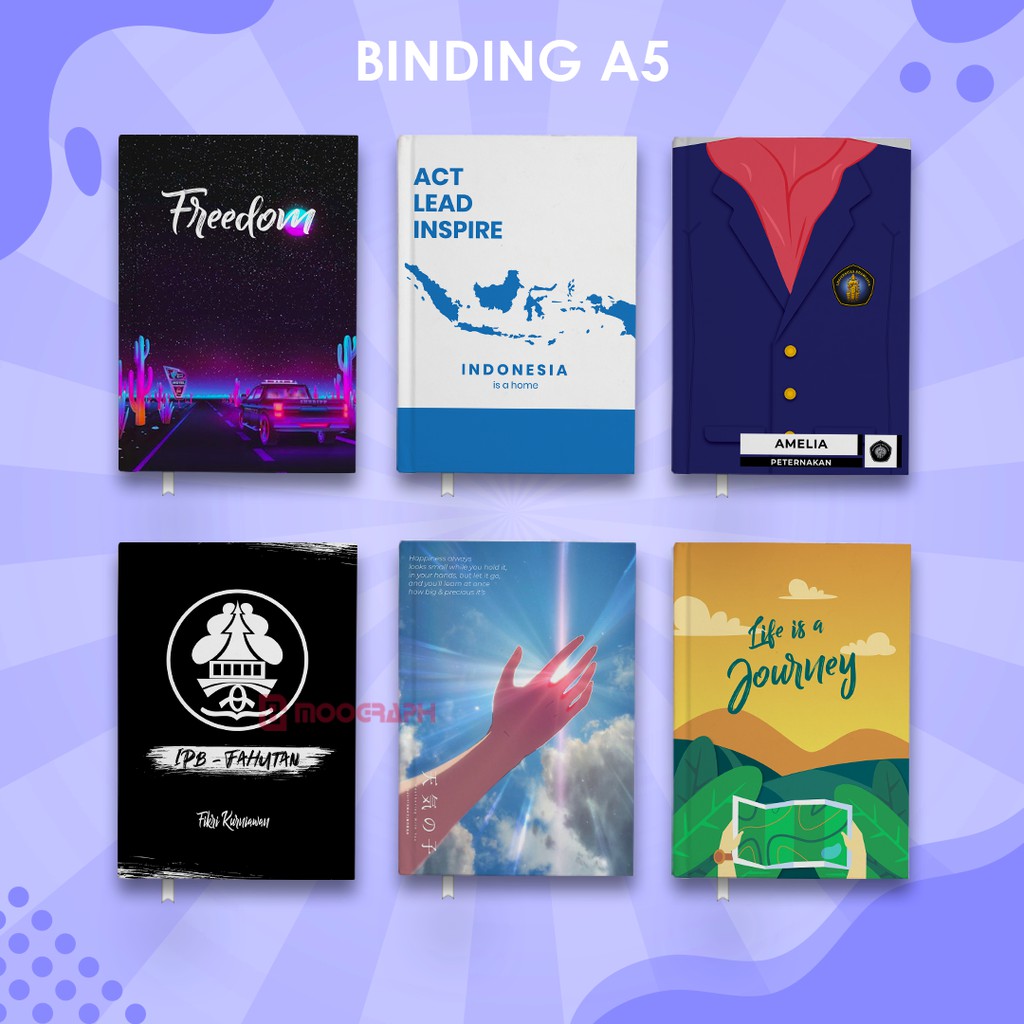 

Notebook Custom A5 Binding - Agenda/Diary/Buku/Jurnal/Planner/Bujo/Notes - Hardcover 100 Lembar