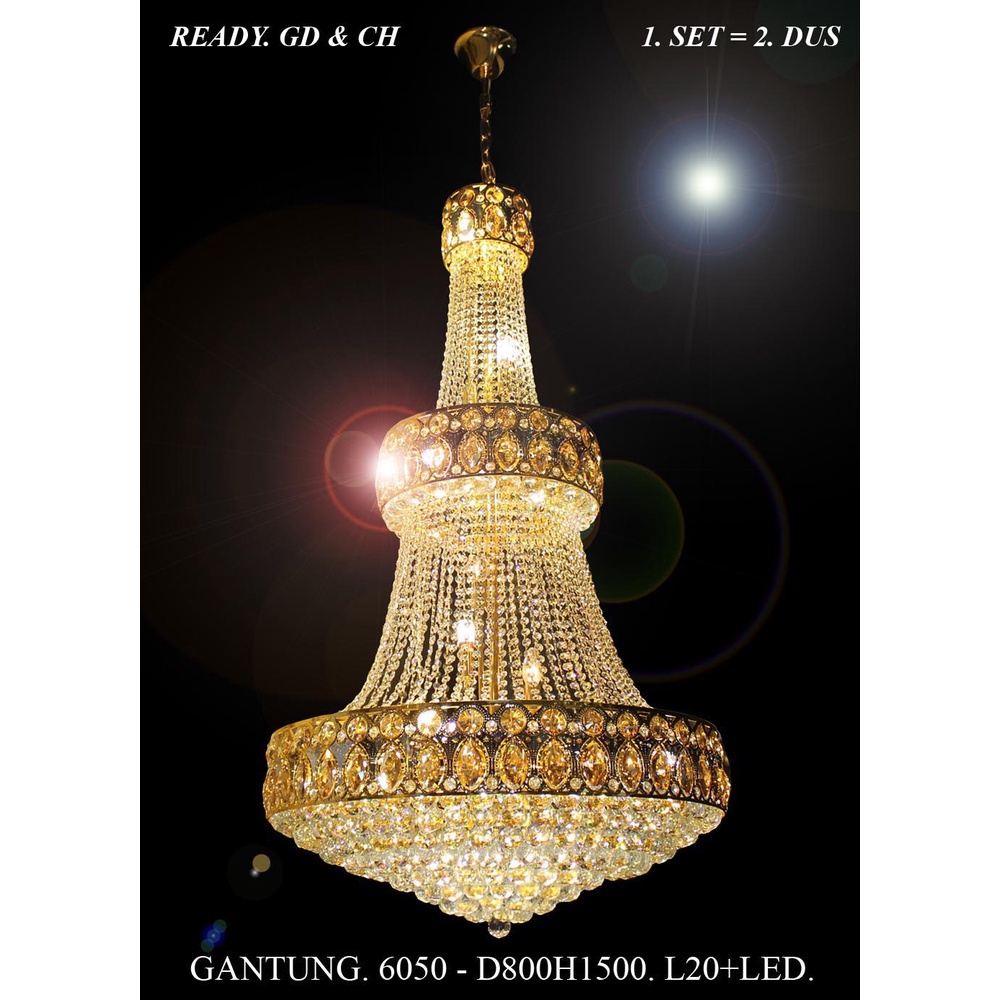Lampu Gantung Kristal Ruang Tamu Void LED 80x150cm 6050