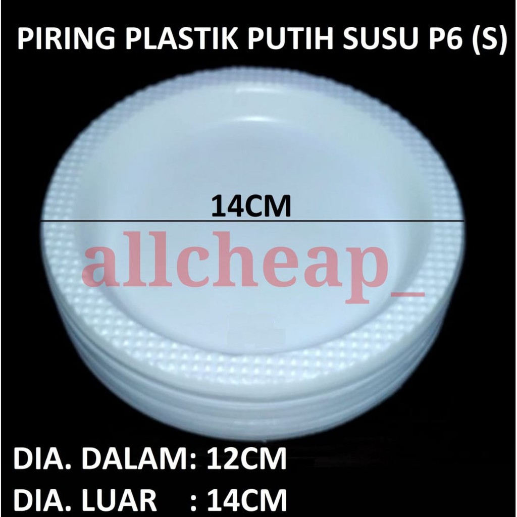 ISI 50PCS Piring Plastik KECIL Putih Susu P6 Plate makan kue ultah SMALL