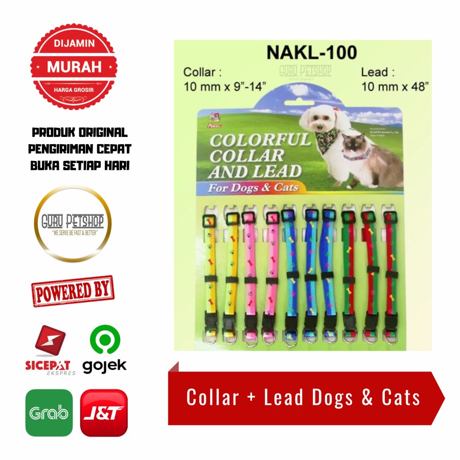 Tali Tuntun Kalung Kucing Anjing Nylon Collar Lead Octagon NAKL-100